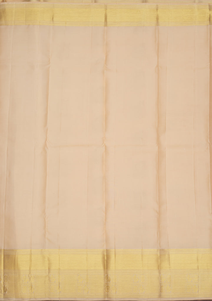 Cream Silk Buti Gold Zariwork Saree With Matching Blouse Piece