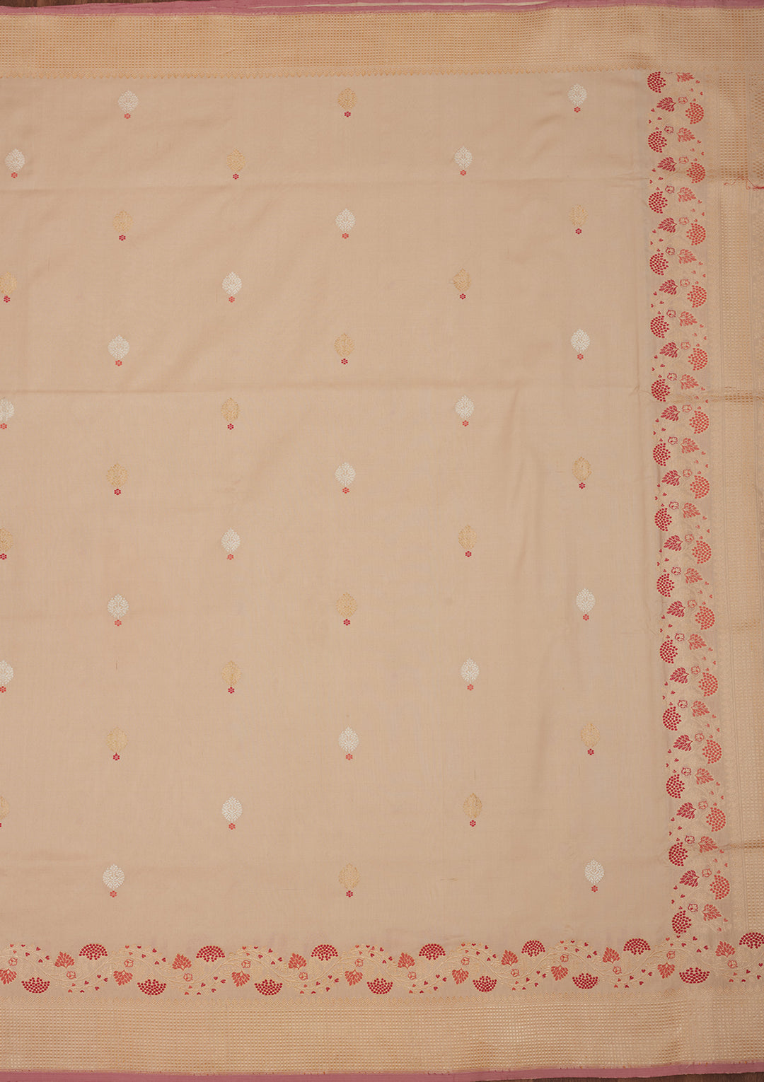 Cream Zariwork Pure Silk Saree