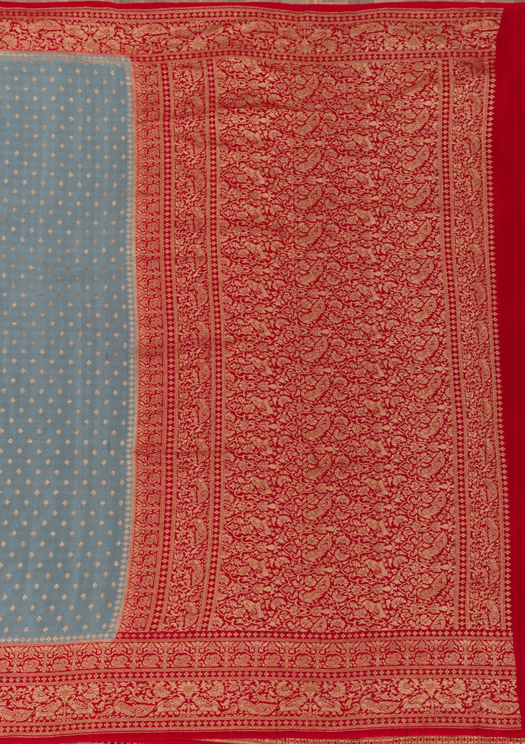 Dark Grey Zariwork Pure Silk Saree