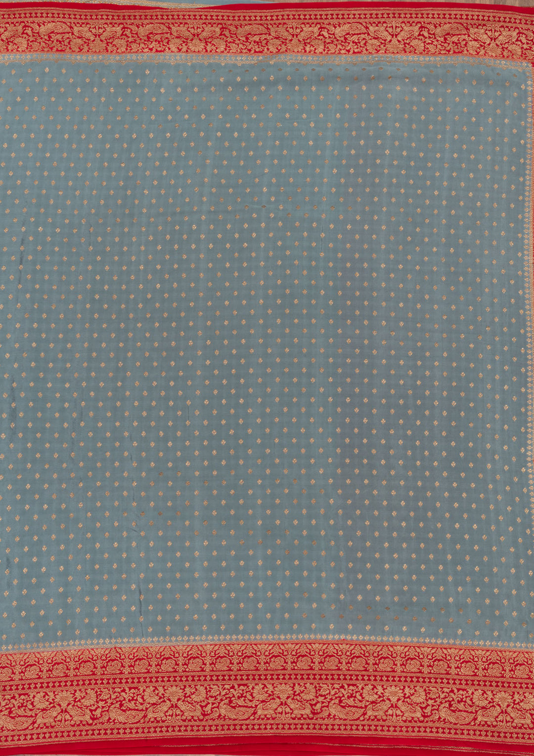 Dark Grey Zariwork Pure Silk Saree
