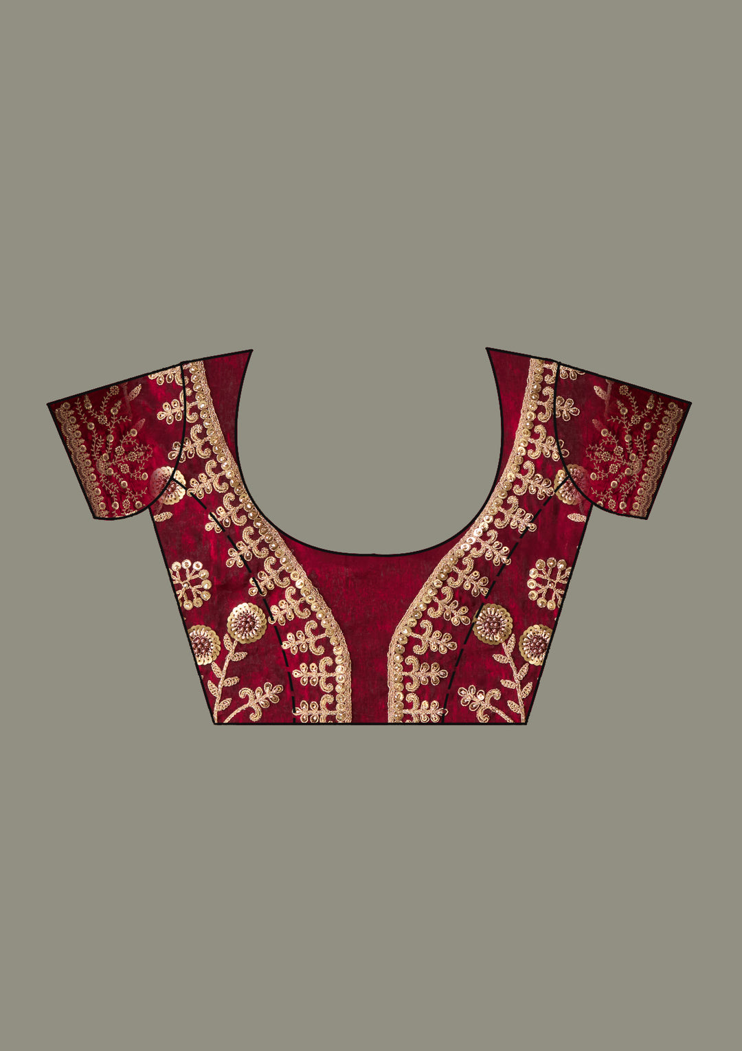 Dark Maroon Zariwork Tissue Saree
