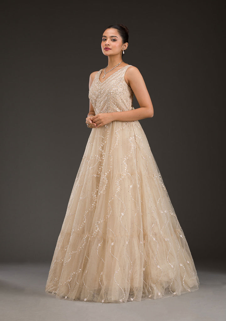 Gold Stonework Net Gown