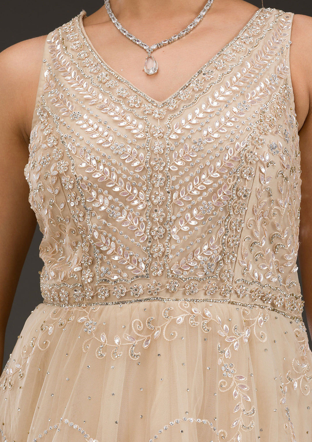 Gold Stonework Net Gown