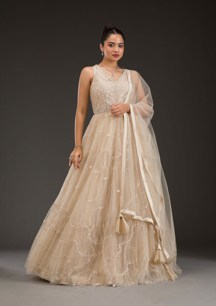 Gold Stonework Net Gown