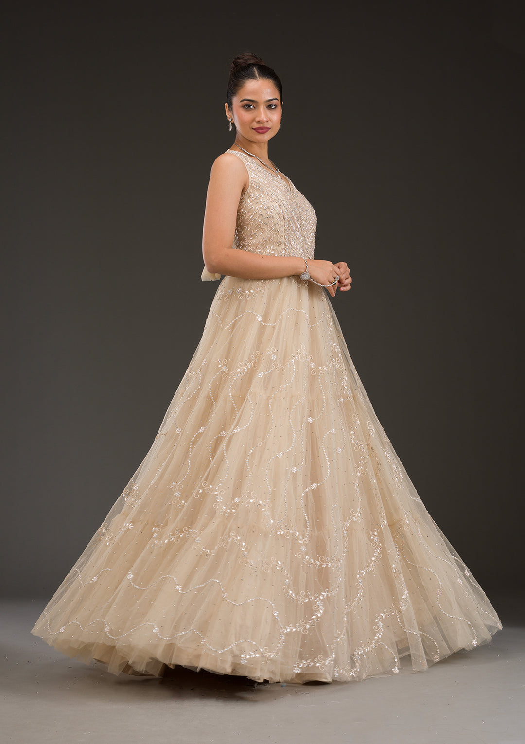Gold Stonework Net Gown