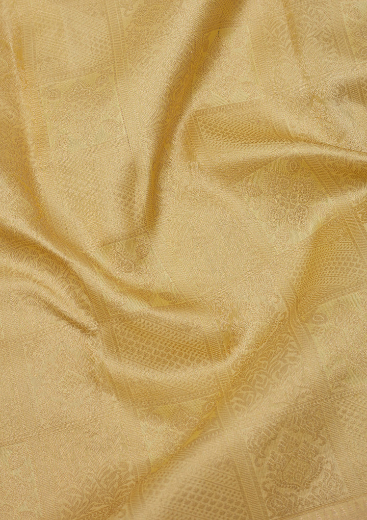 Gold Silk Jaal Gold Zariwork Saree With Matching Blouse Piece