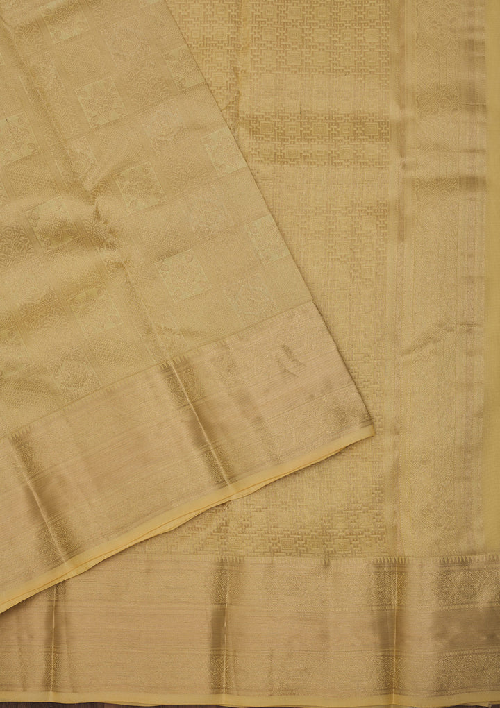 Gold Silk Jaal Gold Zariwork Saree With Matching Blouse Piece