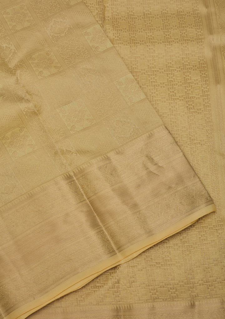 Gold Silk Jaal Gold Zariwork Saree With Matching Blouse Piece