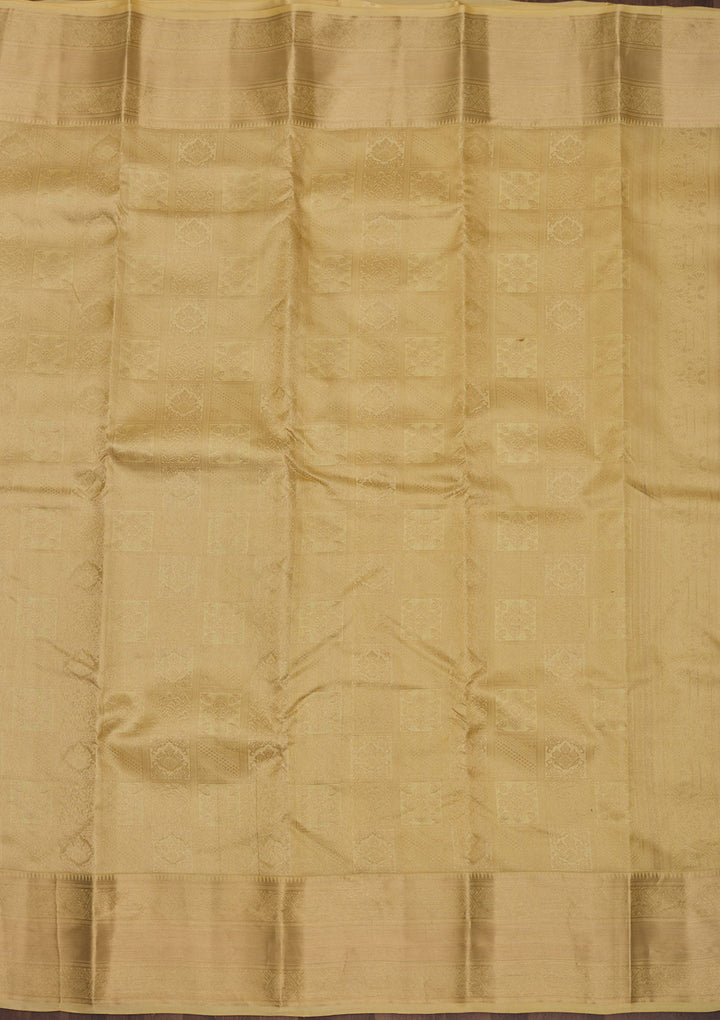 Gold Silk Jaal Gold Zariwork Saree With Matching Blouse Piece