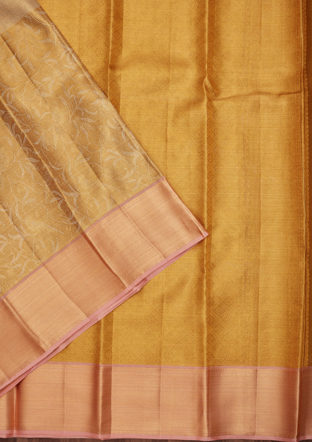 Gold Silk Jaal Gold Zariwork Saree With Matching Blouse Piece