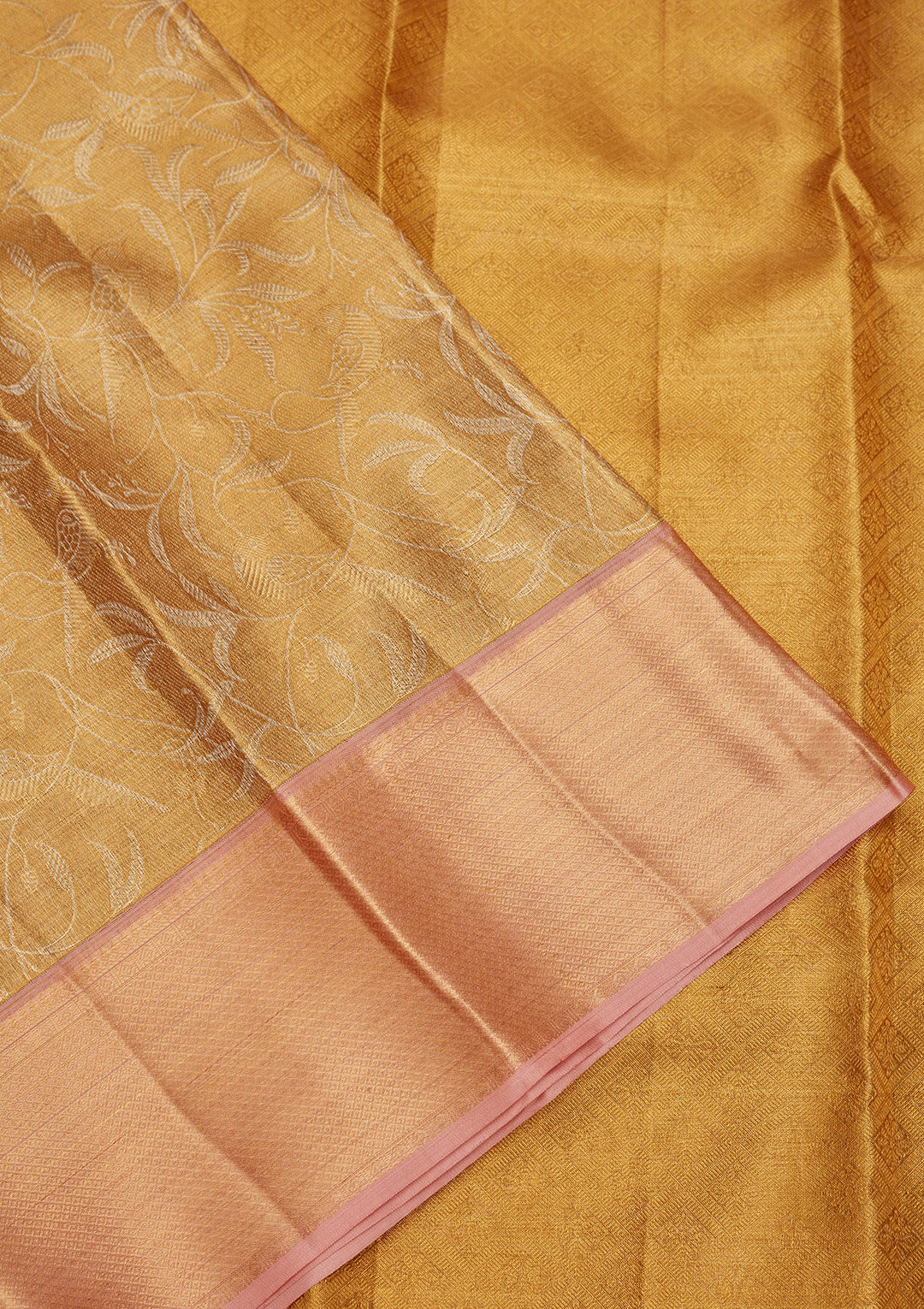 Gold Silk Jaal Gold Zariwork Saree With Matching Blouse Piece