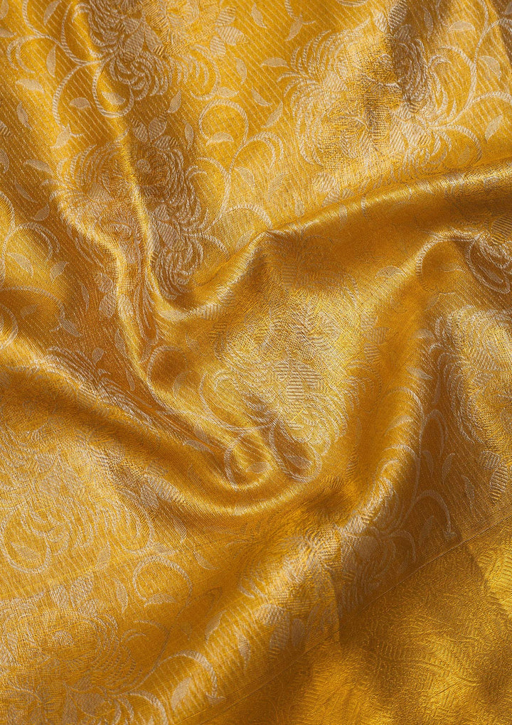 Gold Silk Jaal Gold Zariwork Saree With Matching Blouse Piece