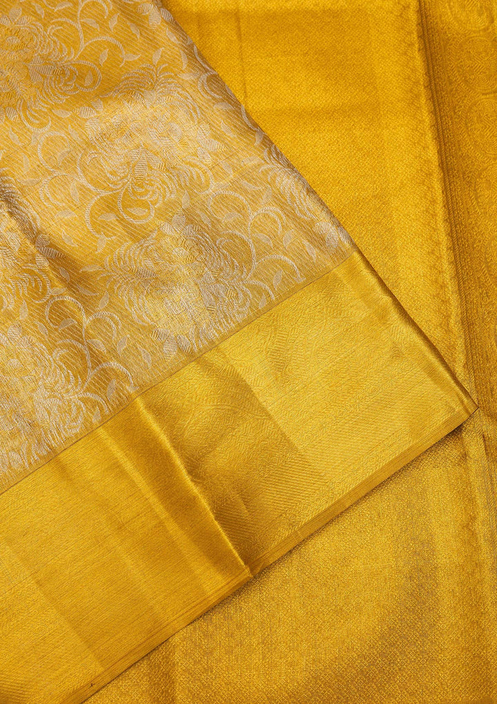 Gold Silk Jaal Gold Zariwork Saree With Matching Blouse Piece