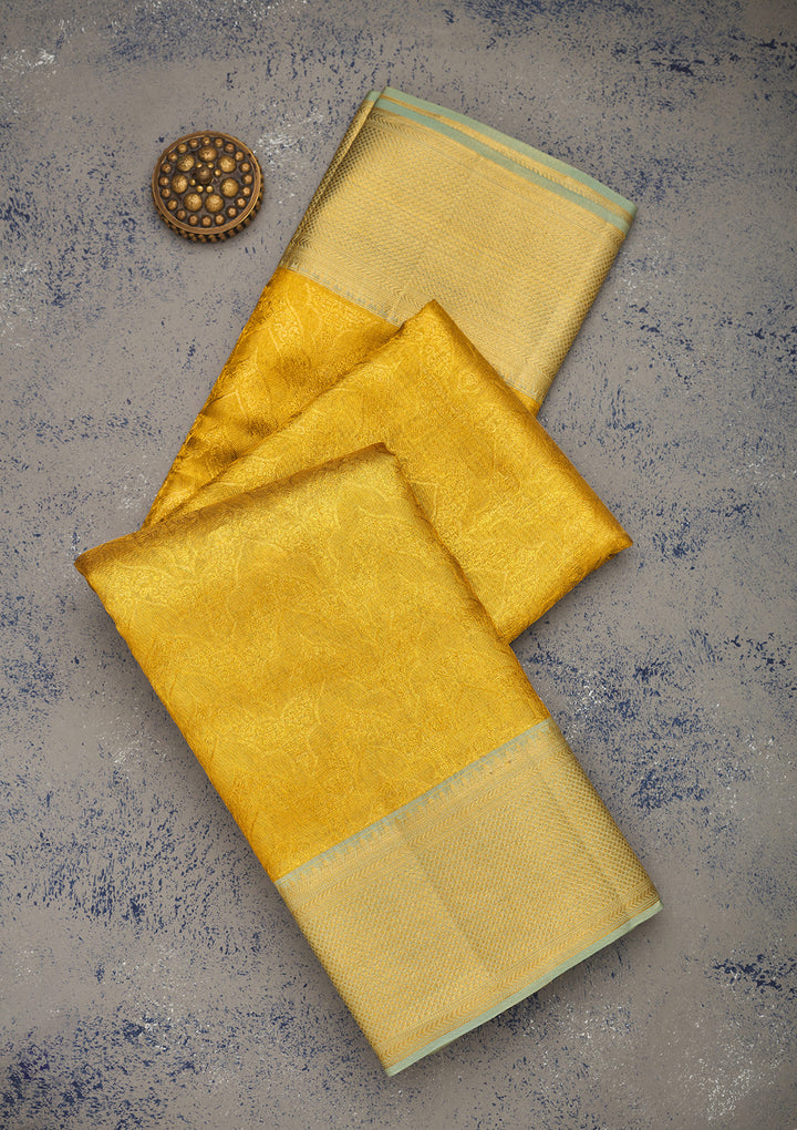 Gold Silk Jaal Gold Zariwork Saree With Matching Blouse Piece