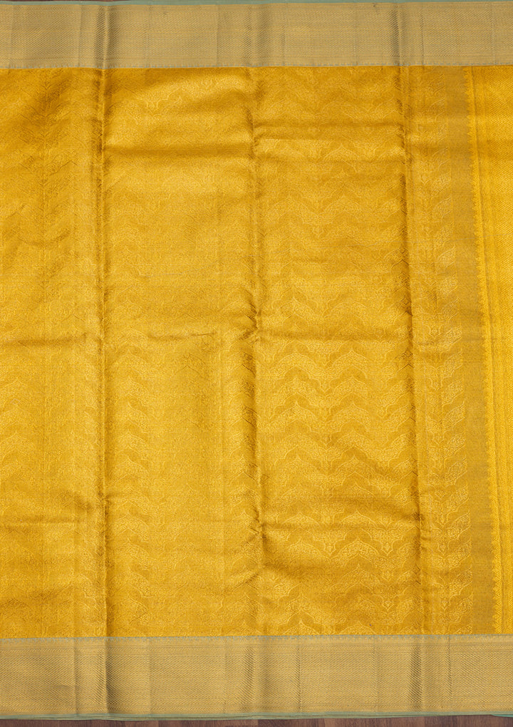 Gold Silk Jaal Gold Zariwork Saree With Matching Blouse Piece