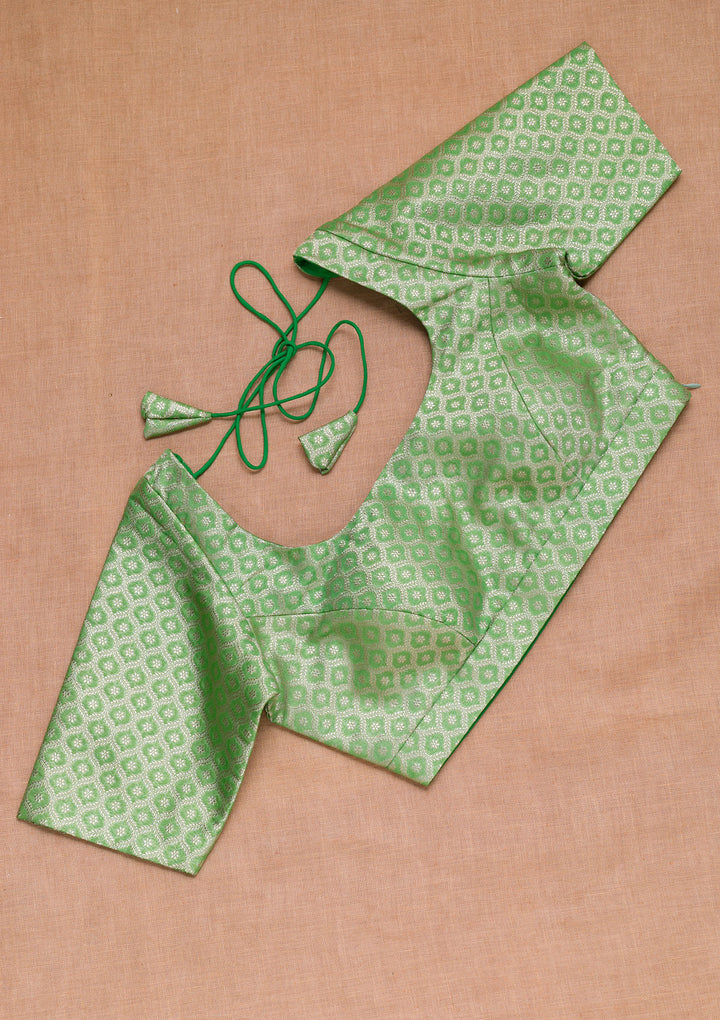 Green Plain Banarasi Blouse