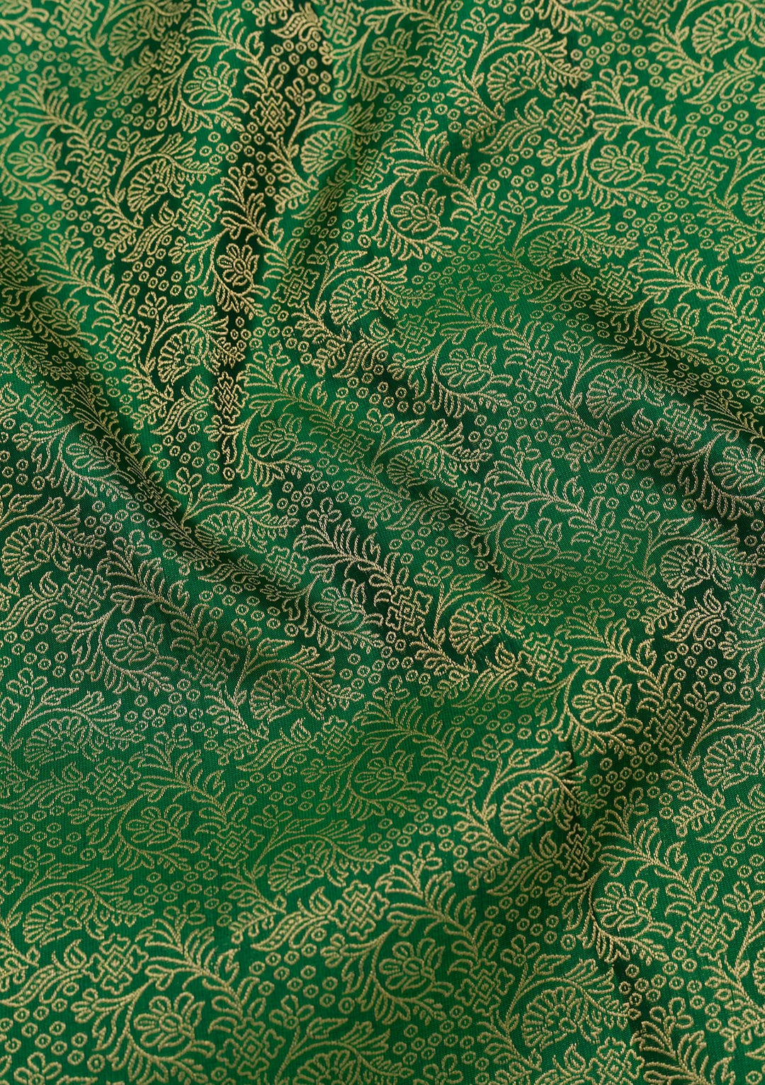 Leaf Green Silk Jaal Gold Zariwork Saree With Matching Blouse Piece