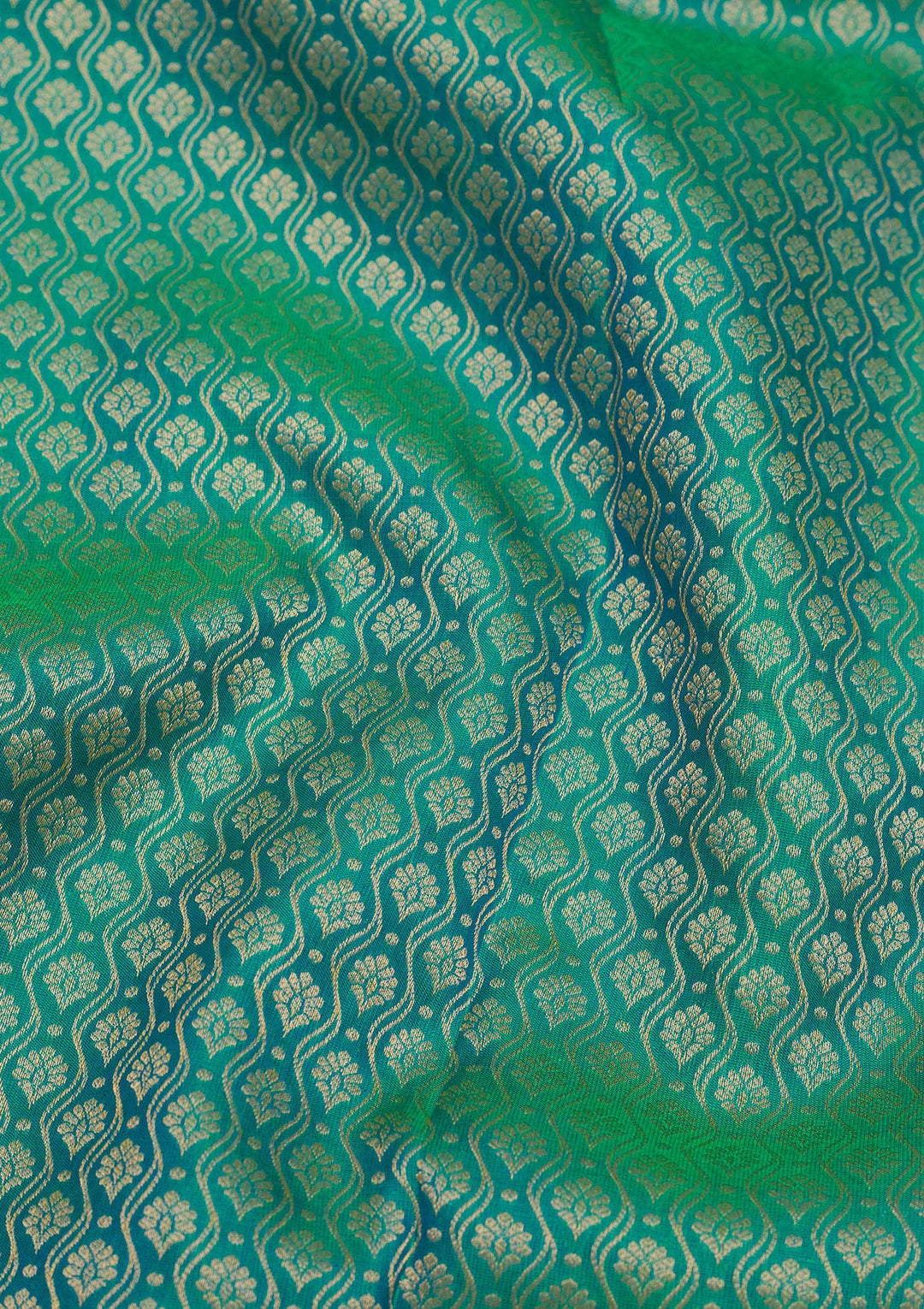 Green Silk Jaal Gold Zariwork Saree With Matching Blouse Piece