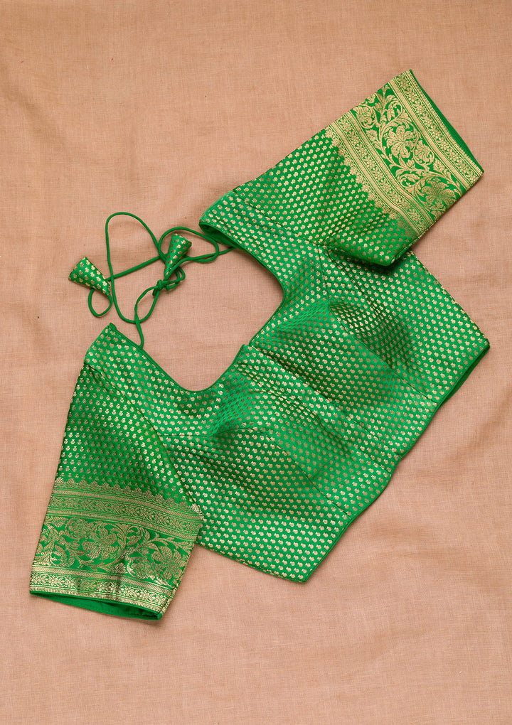 Green Zariwork Raw Silk Blouse
