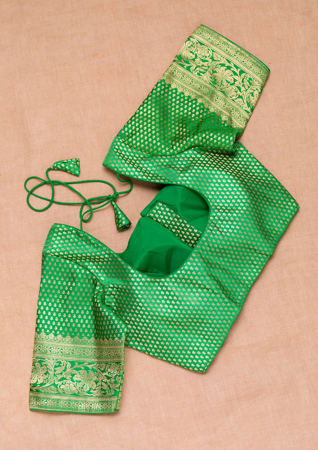 Green Zariwork Raw Silk Blouse