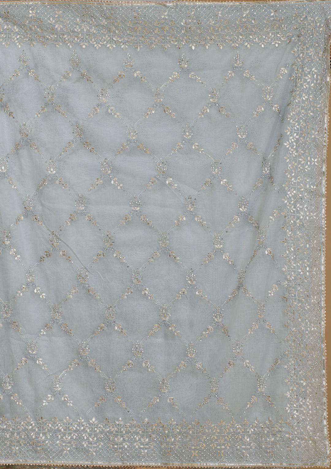 Sky Blue Tissue Gotapatti Saree With Matching Blouse Piece