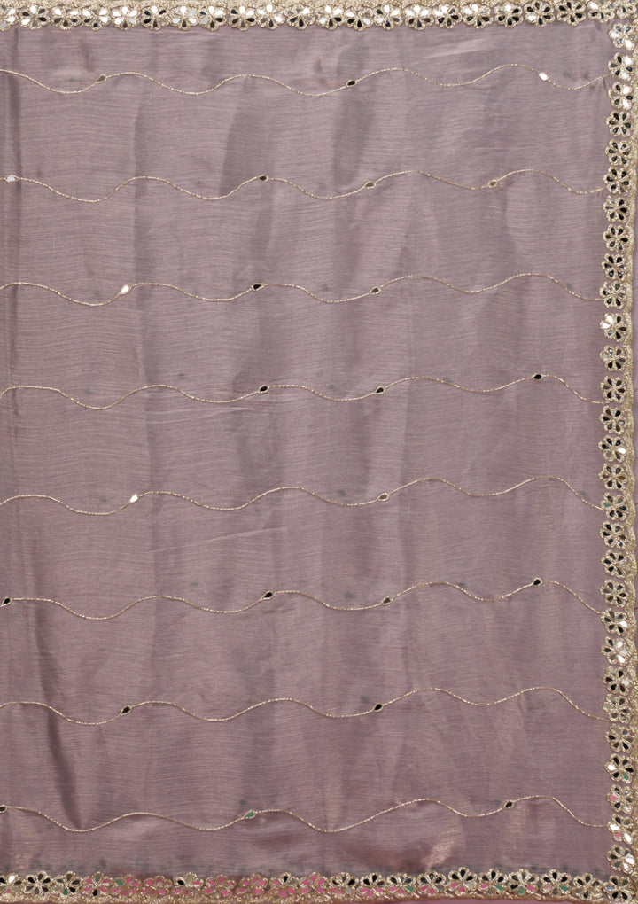 Grey Mirrorwork Tissue Saree