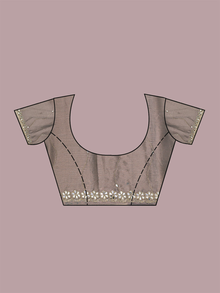 Grey Mirrorwork Tissue Saree