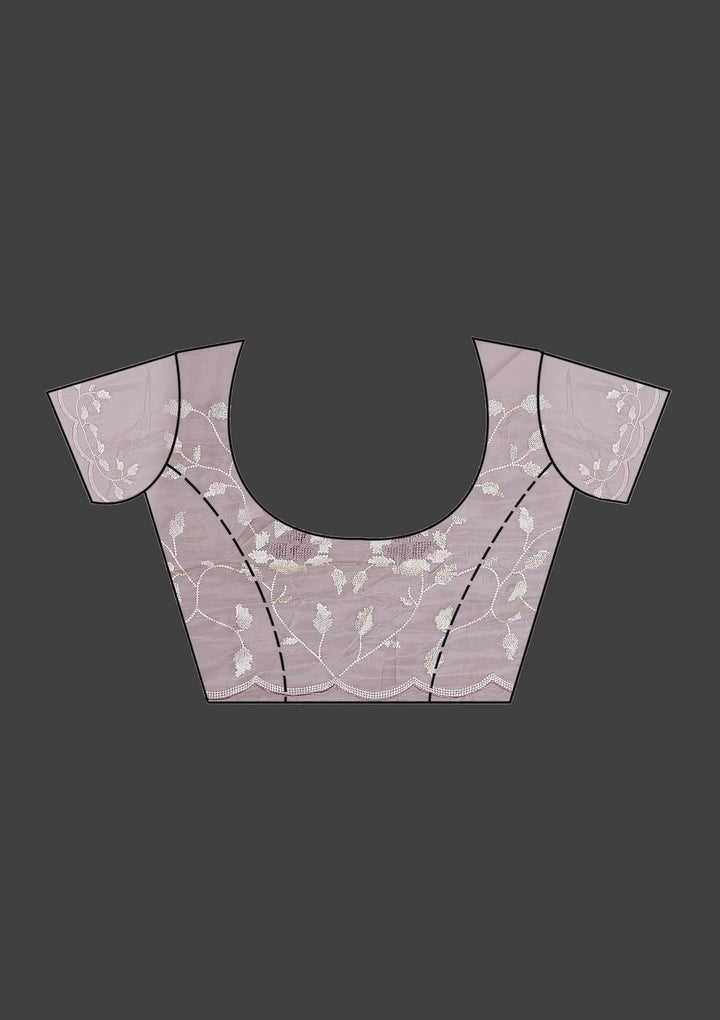 Light Grey Tissue Cutdana Saree With Matching Blouse Piece