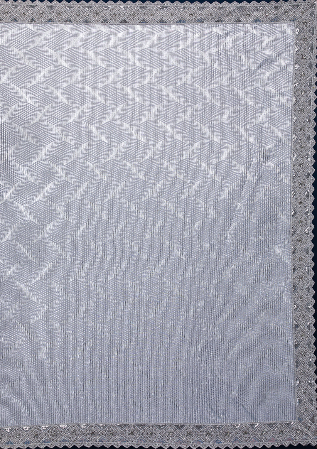 Light Grey Net Sequins Saree With Matching Blouse Piece