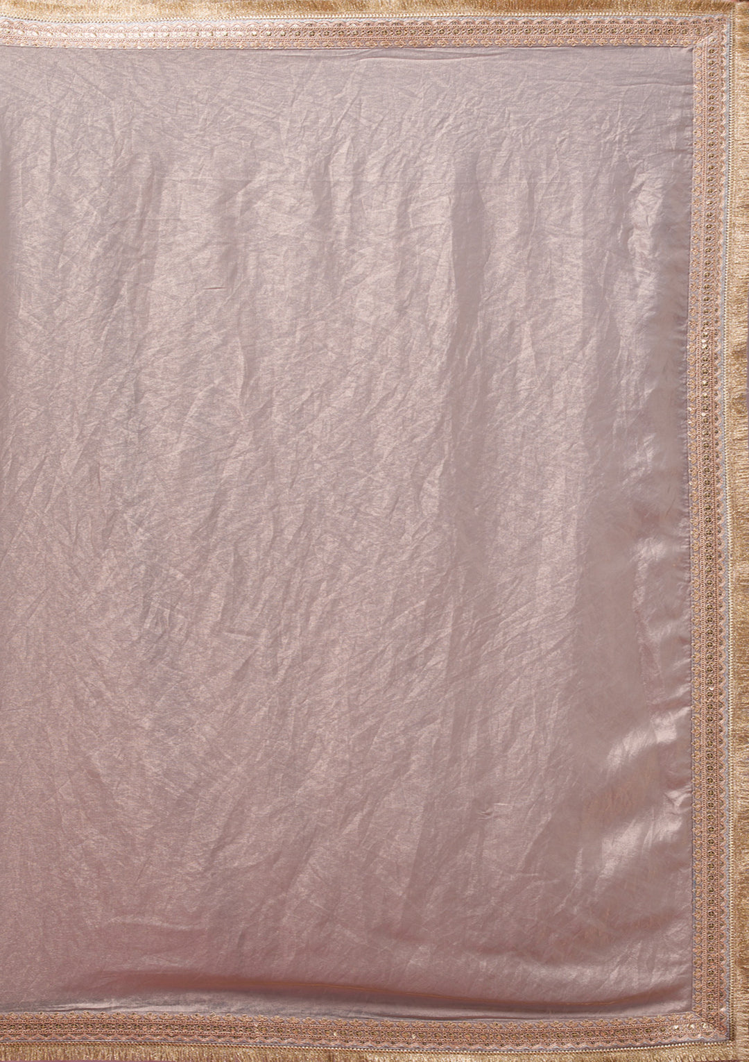 Grey Tissue Cording Saree With Matching Blouse Piece