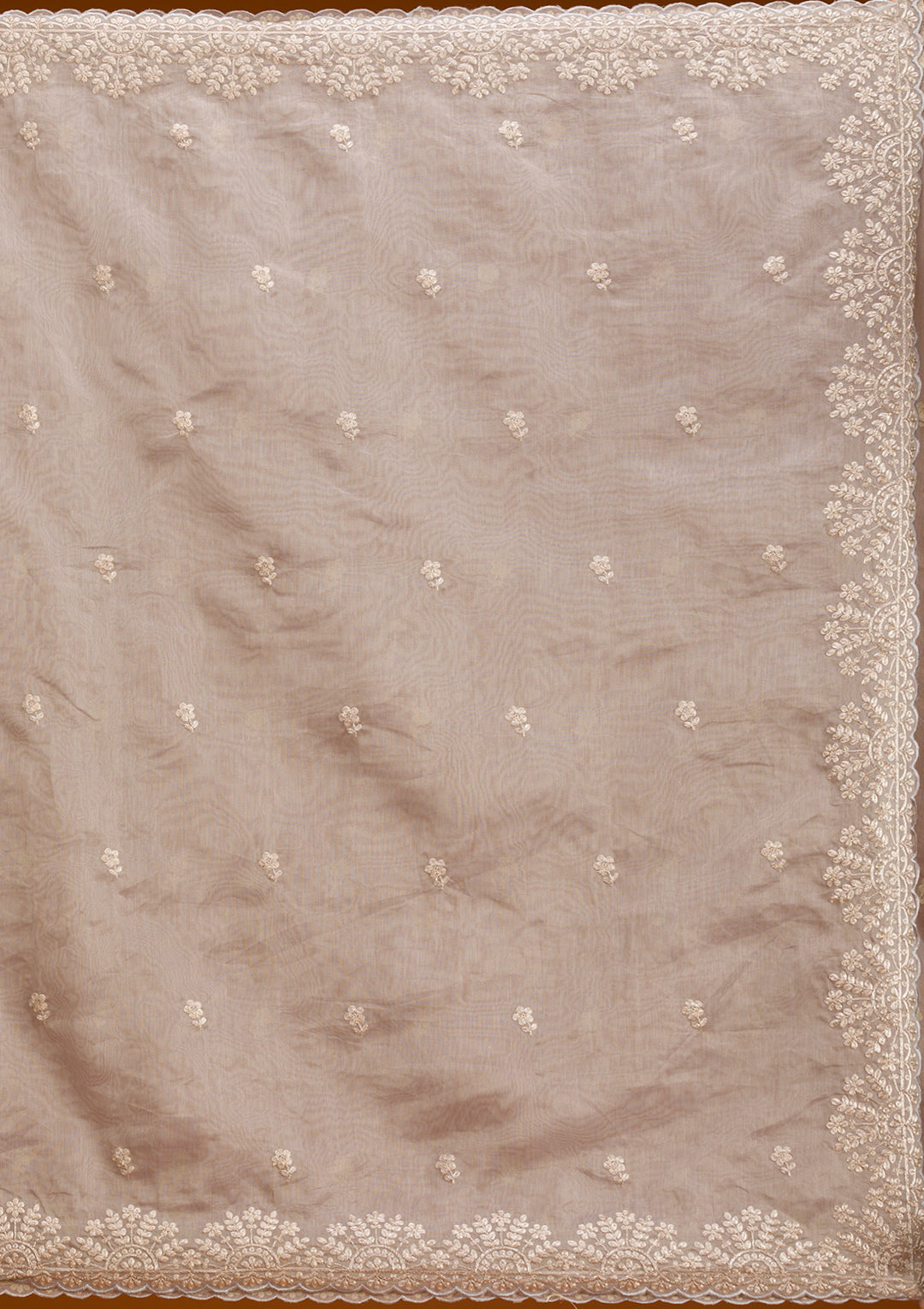 Grey Tissue Pitawork Saree With Matching Blouse Piece