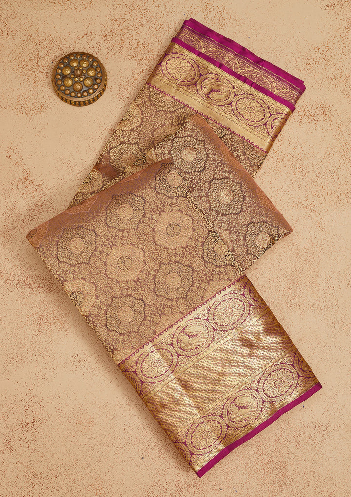 Grey Zariwork Pure Silk Saree