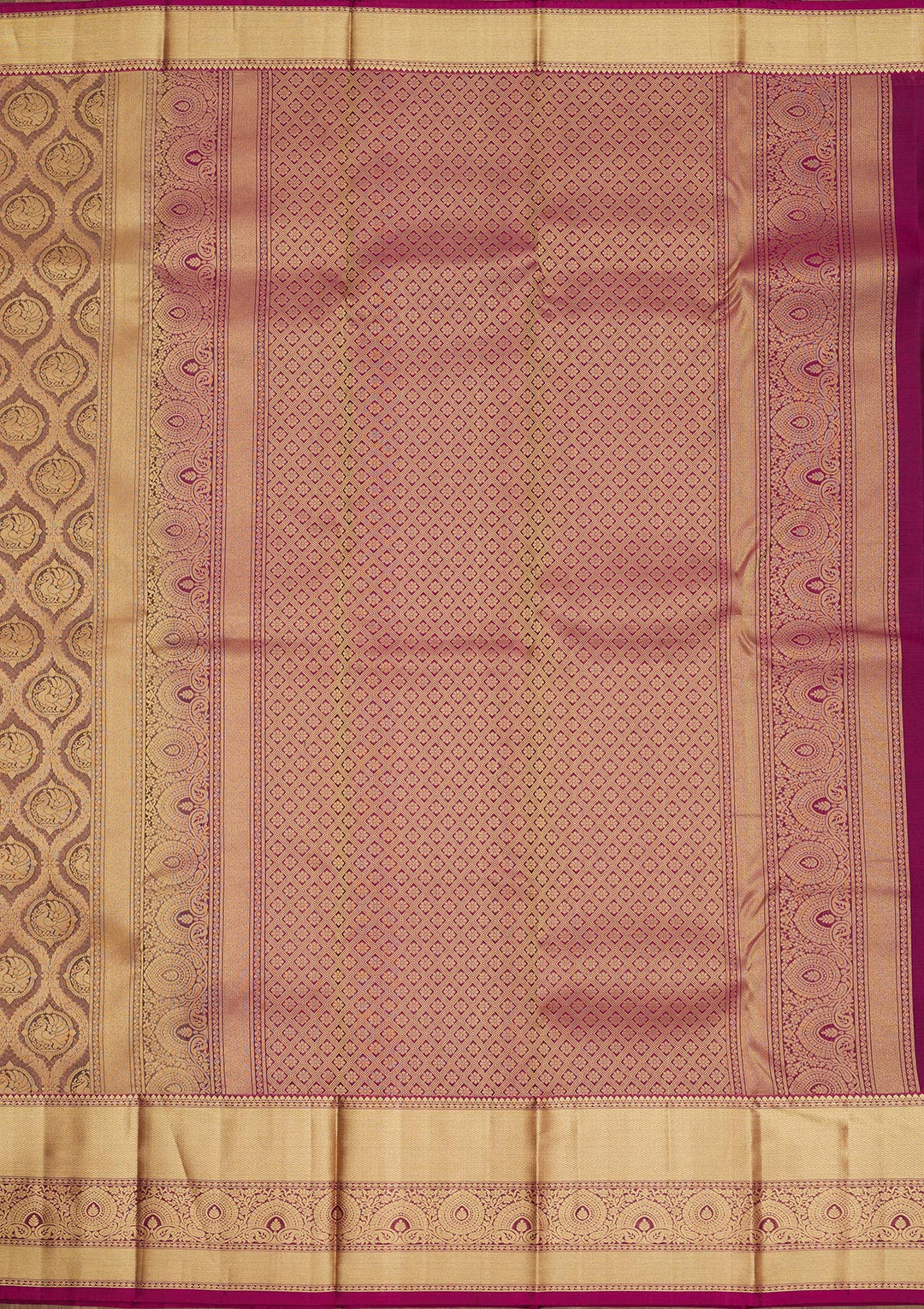 Grey Silk Jaal Gold Zariwork Saree With Matching Blouse Piece