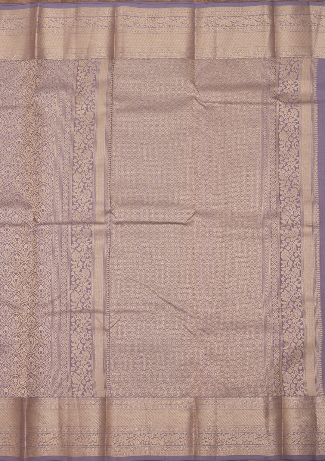 Grey Silk Jaal Gold Zariwork Saree With Matching Blouse Piece