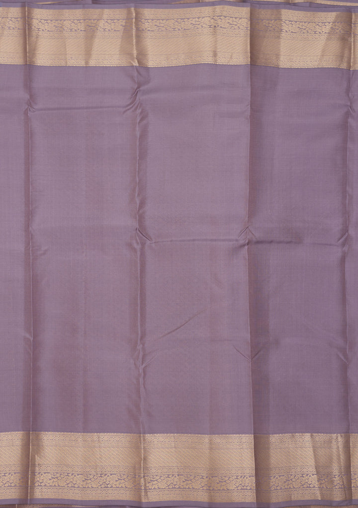 Grey Silk Jaal Gold Zariwork Saree With Matching Blouse Piece