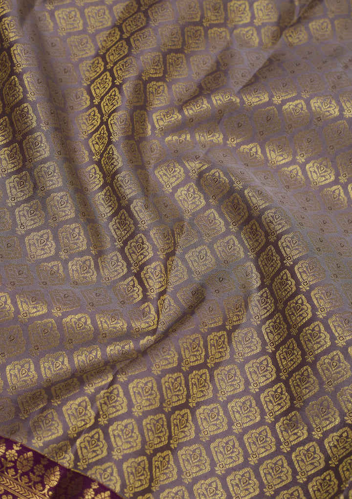 Beige Silk Jaal Saree With Matching Blouse Piece
