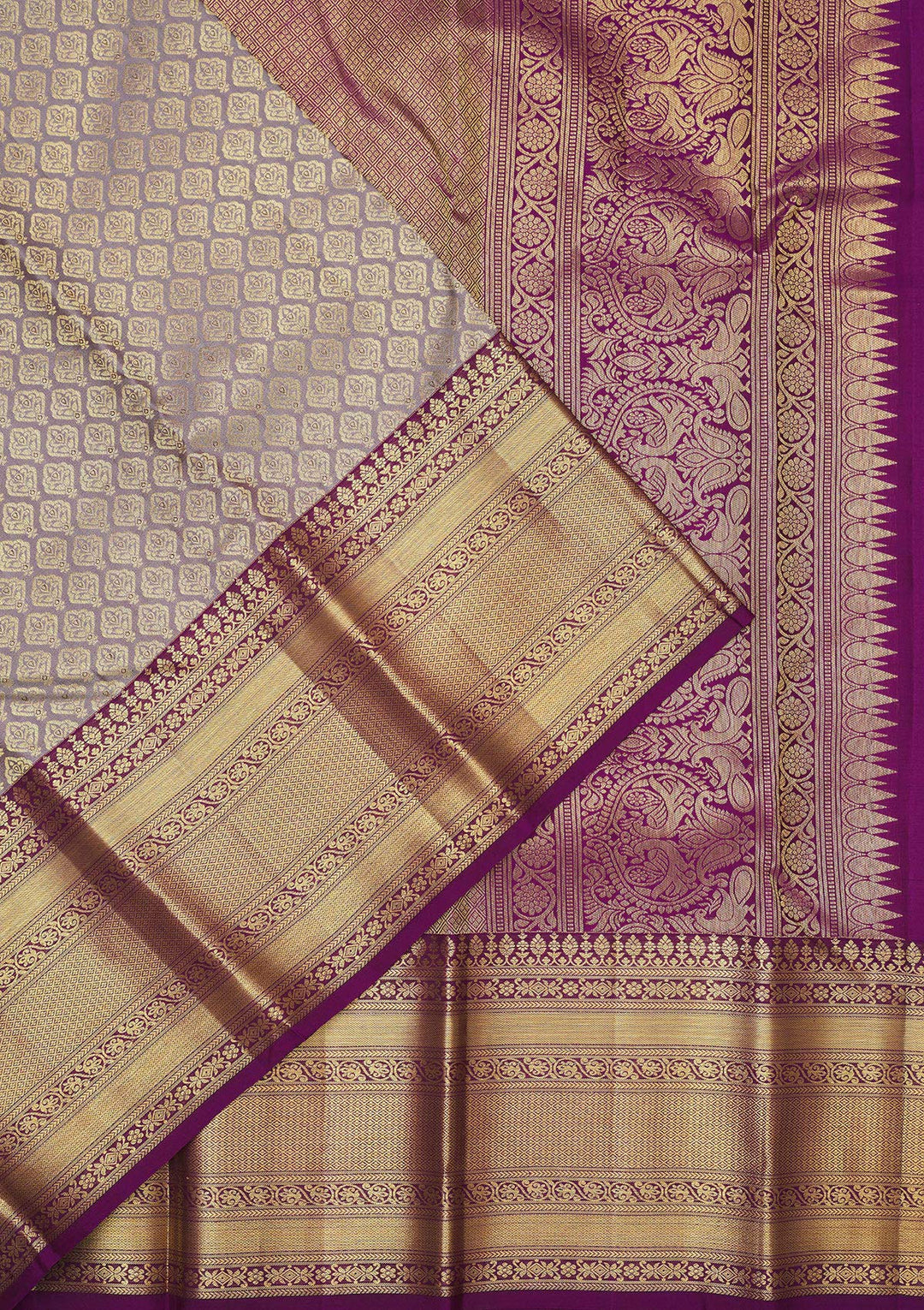 Beige Silk Jaal Saree With Matching Blouse Piece