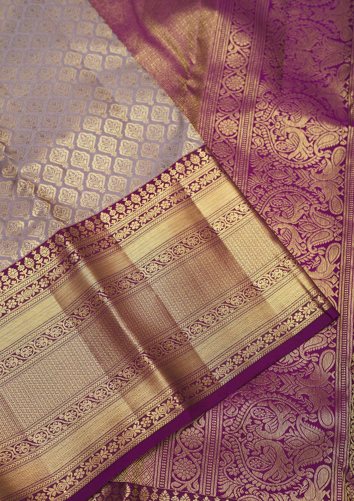 Beige Silk Jaal Saree With Matching Blouse Piece