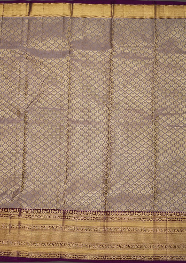 Beige Silk Jaal Saree With Matching Blouse Piece