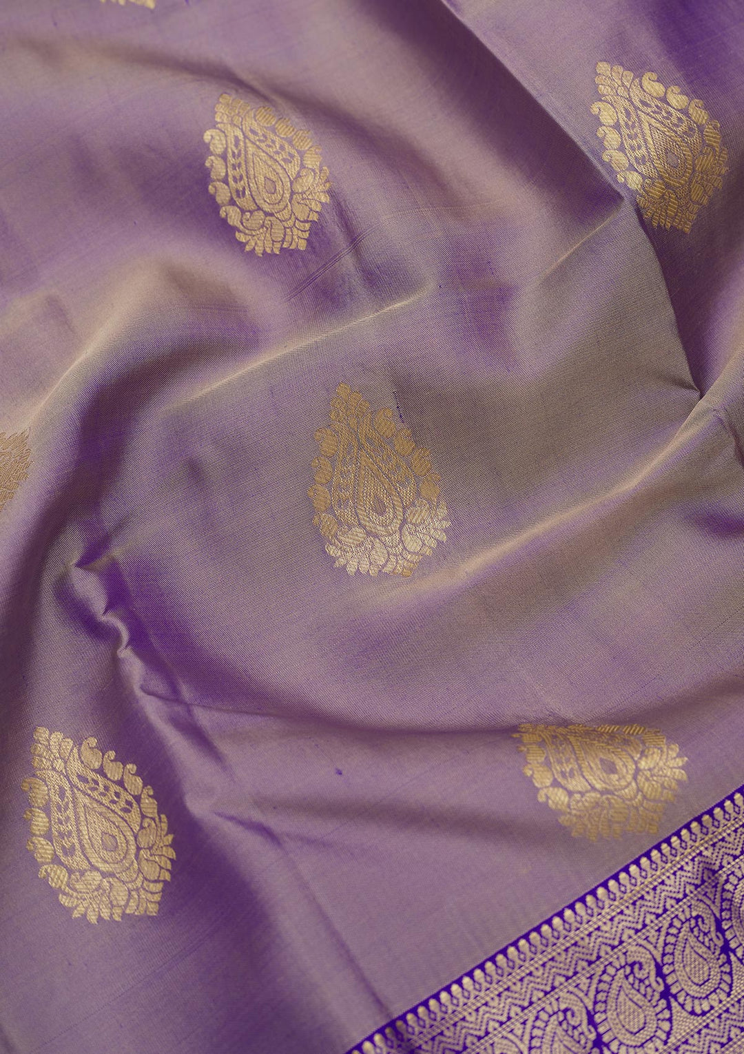 Grey Silk Buti Gold Zariwork Saree With Matching Blouse Piece
