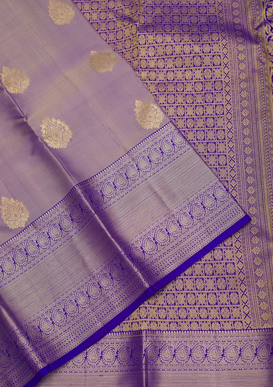 Grey Silk Buti Gold Zariwork Saree With Matching Blouse Piece