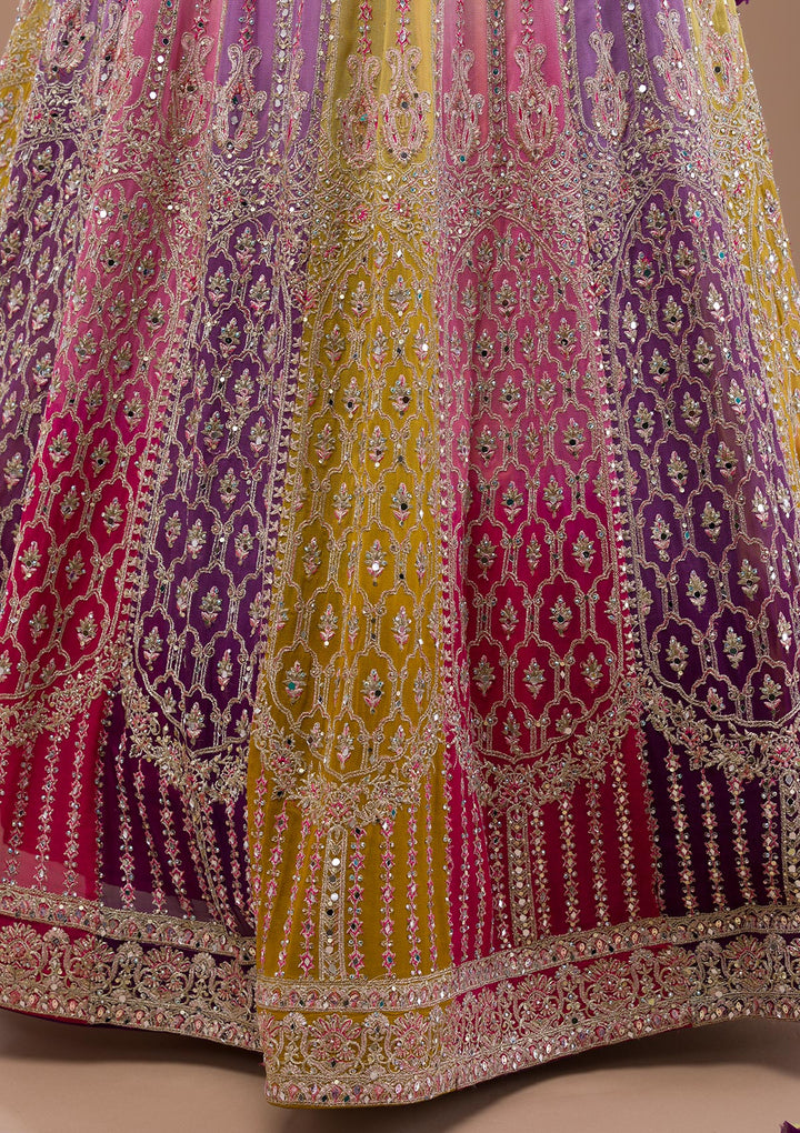Lavender Mirrorwork Georgette Readymade Lehenga