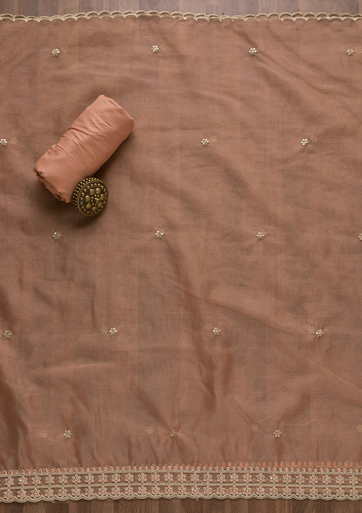 Lavender Printed Organza Unstitched Salwar Suit