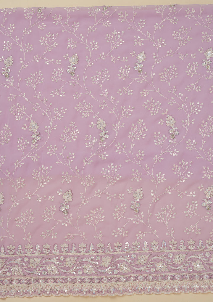 Lavender Georgette Sequins Unstitched Dress Material With Matching Bottom And Dupatta