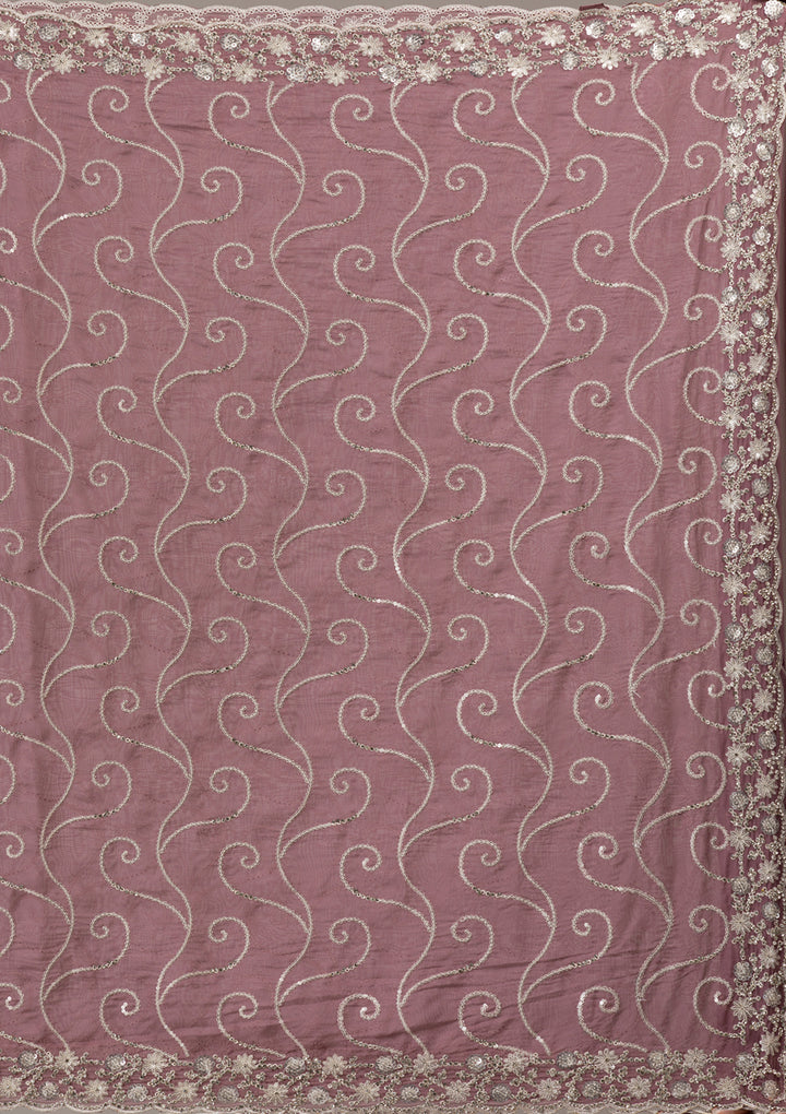 Lavender Sequins Georgette Saree