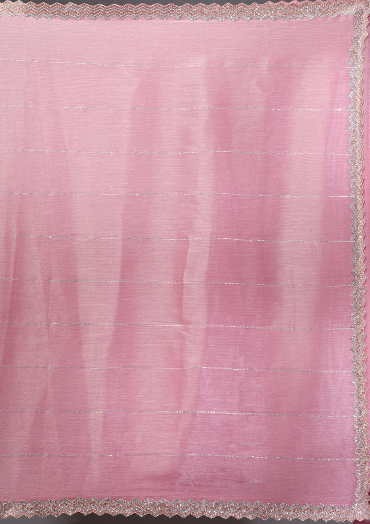 Lavender Organza Silver Stonework Saree With Matching Blouse Piece