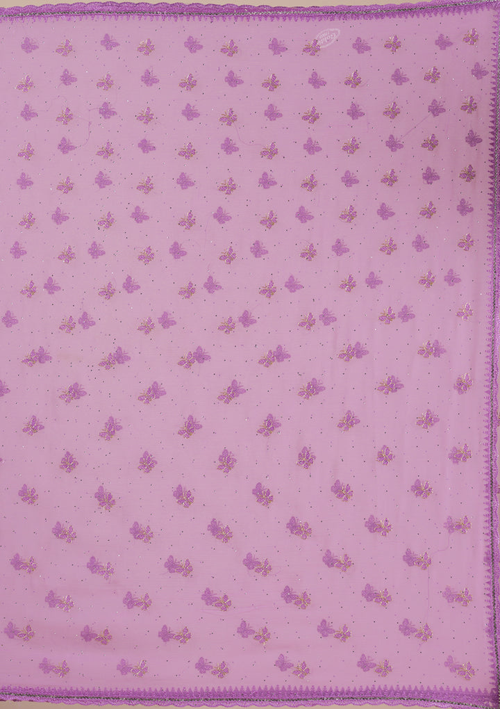 Lavender Stonework Chiffon Saree