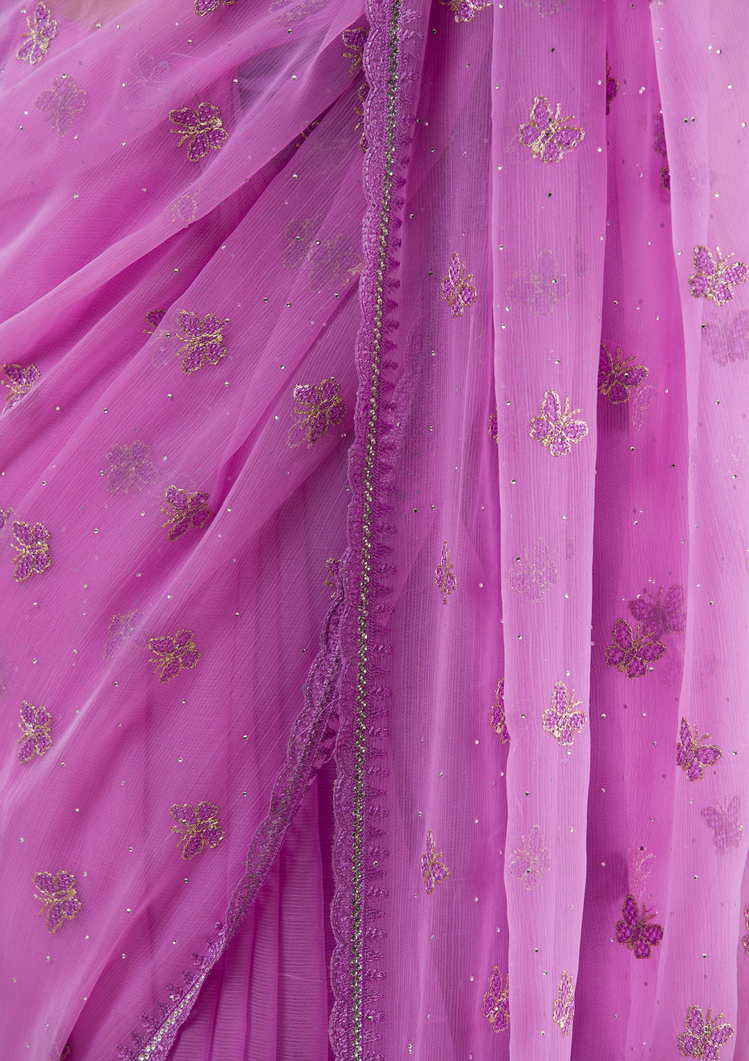 Lavender Stonework Chiffon Saree