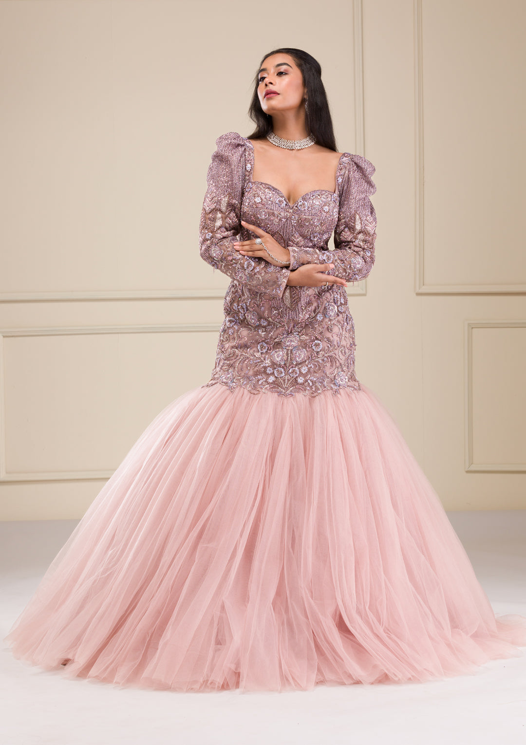 Lavender Stonework Net Gown