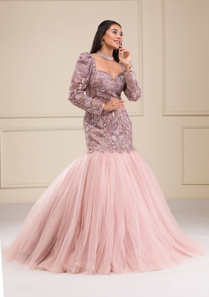 Lavender Stonework Net Gown